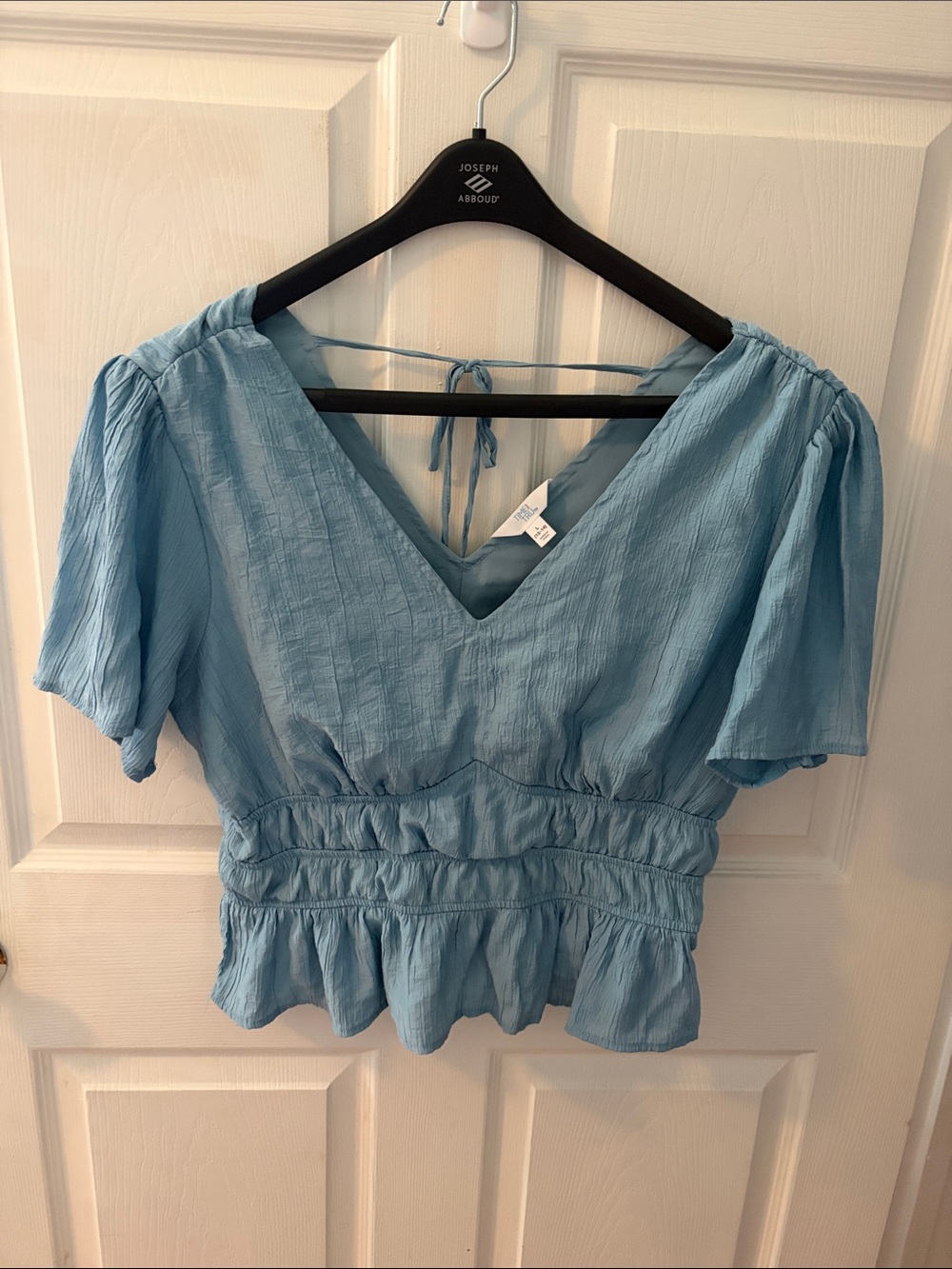 Time and Tru Light Blue V-Neck Peplum Blouse